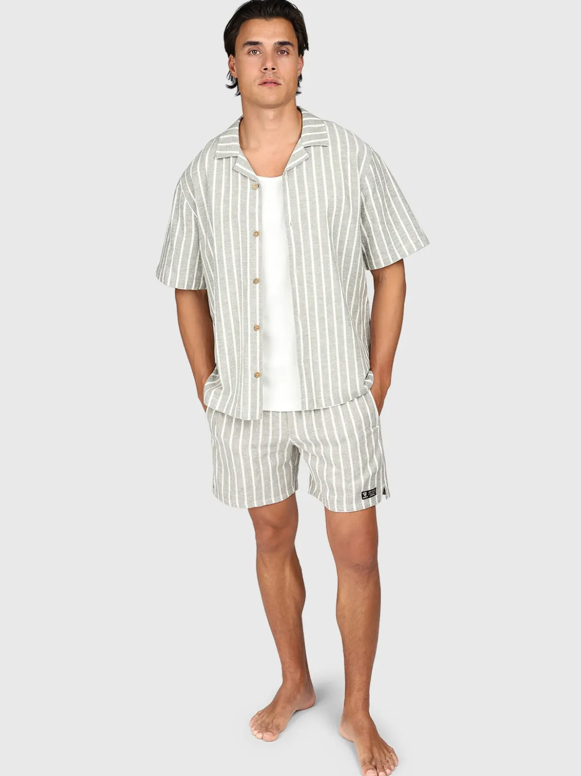 Aiden-Stripe Heren Walk Shorts | Snow