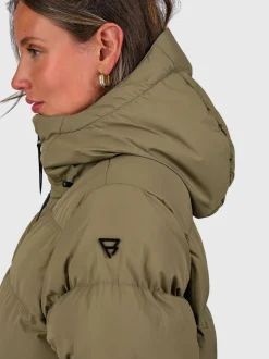 Bigsur Lange Puffer Dames Jas | Dusky Green