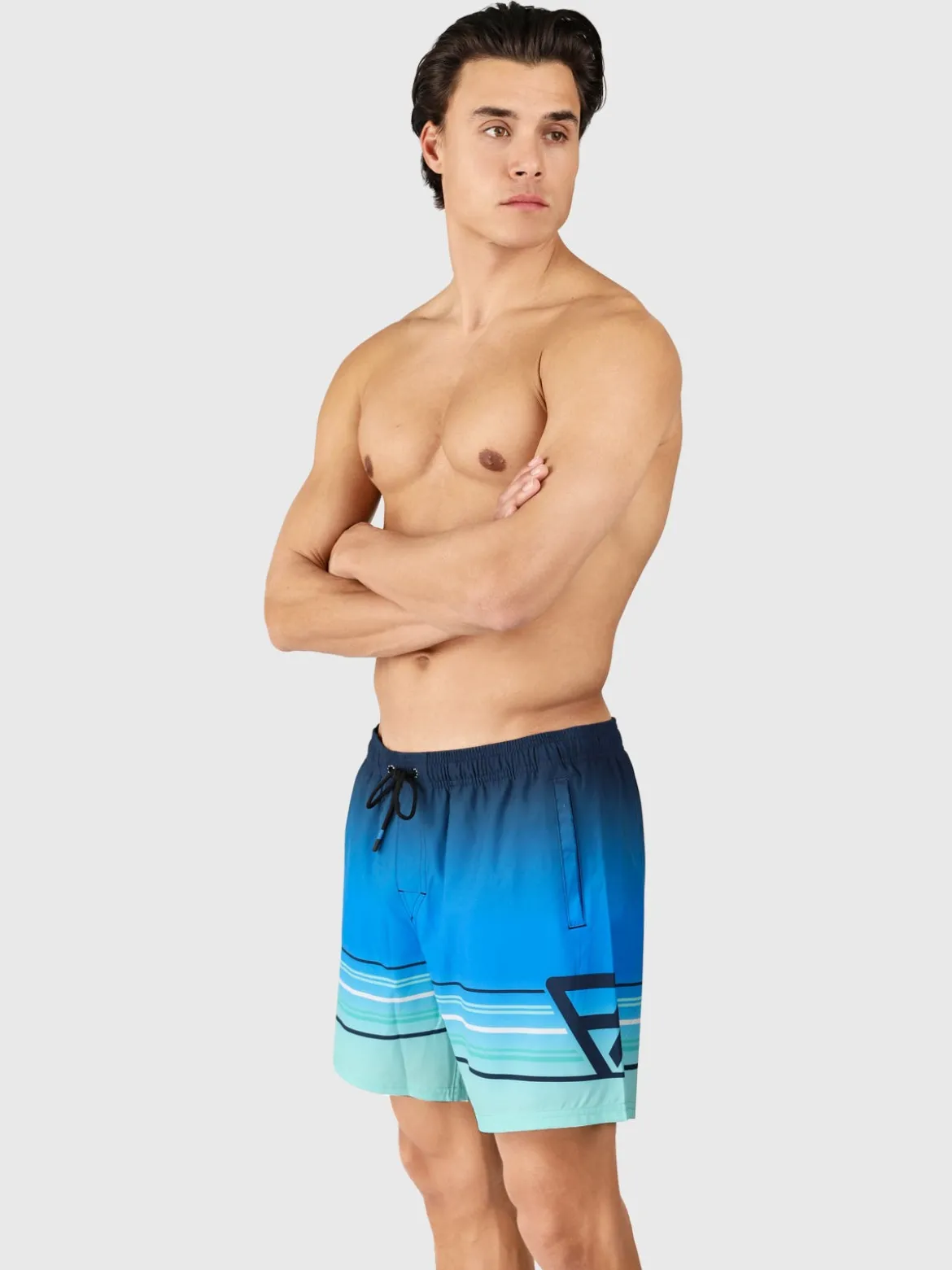 Bru-conic-Stripe Men Swim Shorts | Neon Blue