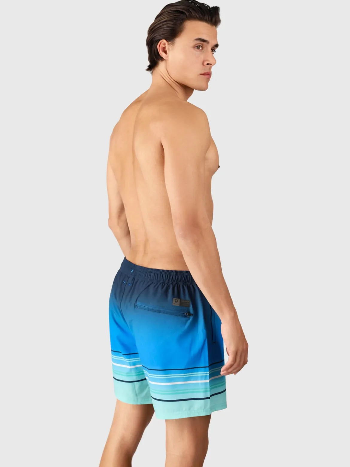 Bru-conic-Stripe Men Swim Shorts | Neon Blue