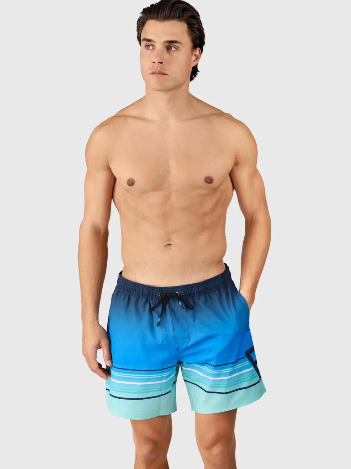 Bru-conic-Stripe Men Swim Shorts | Neon Blue