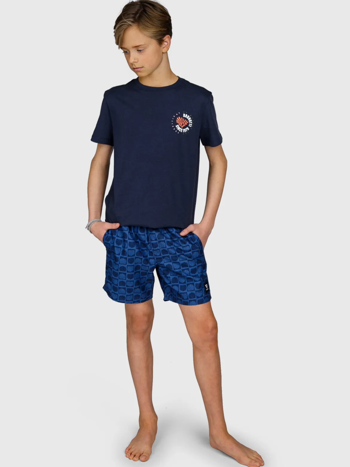 Cestery-Mini Jongens Swim Shorts | Indigo Blue