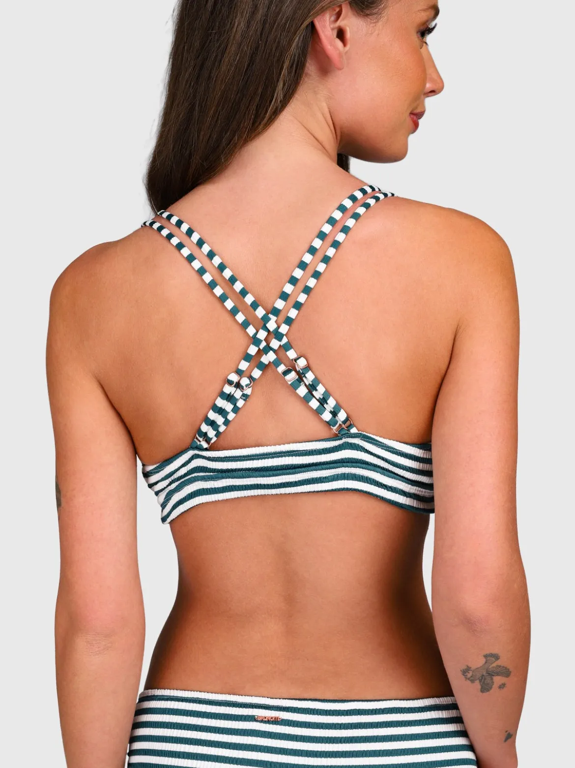 Delphinia-Stripe Dames Bikini Top | Snow