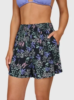 Essia-Print Dames Shorts | Zwart