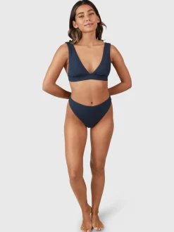 Flores-Rib Dames High Waist Bikini Broekje | Indigo Blue