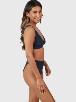 Flores-Rib Dames High Waist Bikini Broekje | Indigo Blue
