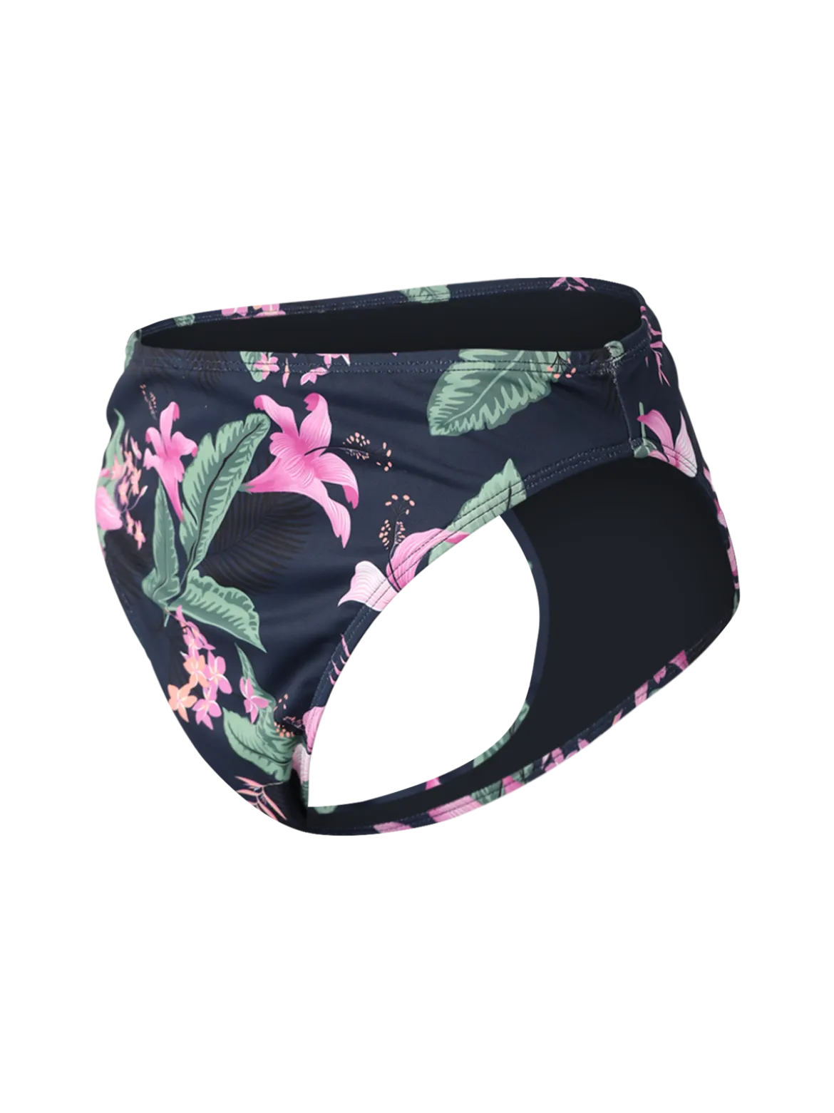 Flores-Tropicana Women High Waist Bikini Bottom | Indigo Blue