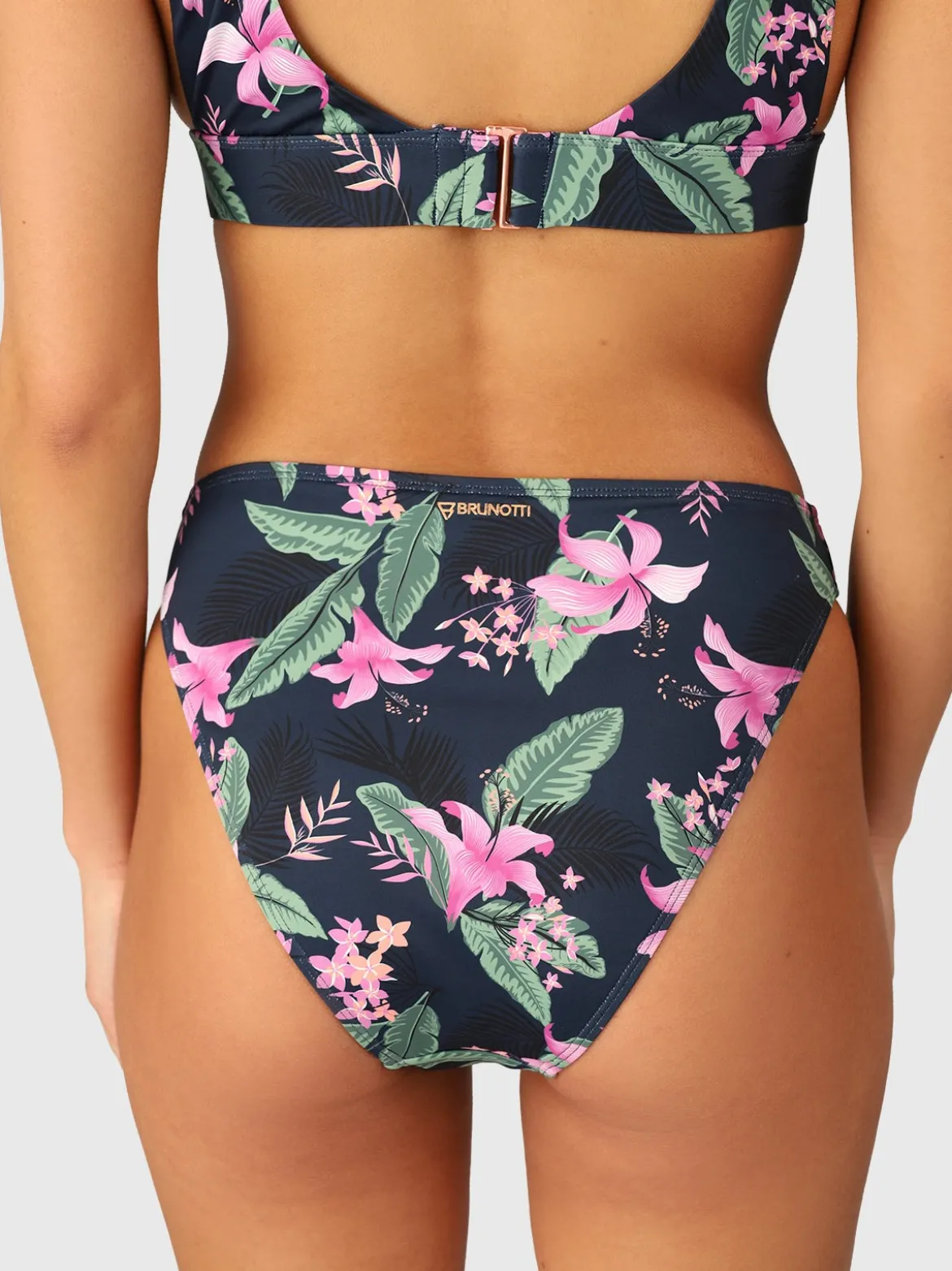 Flores-Tropicana Women High Waist Bikini Bottom | Indigo Blue