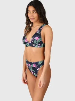 Flores-Tropicana Women High Waist Bikini Bottom | Indigo Blue