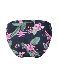 Flores-Tropicana Women High Waist Bikini Bottom | Indigo Blue
