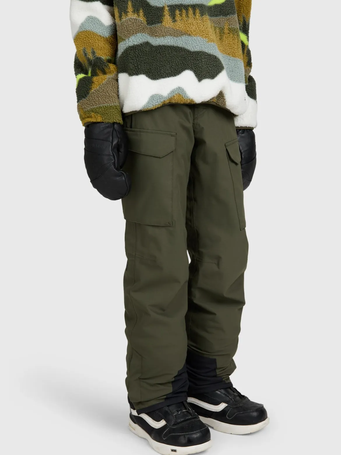 Footraily-Cargo Boys Snow Pants | Deep Green