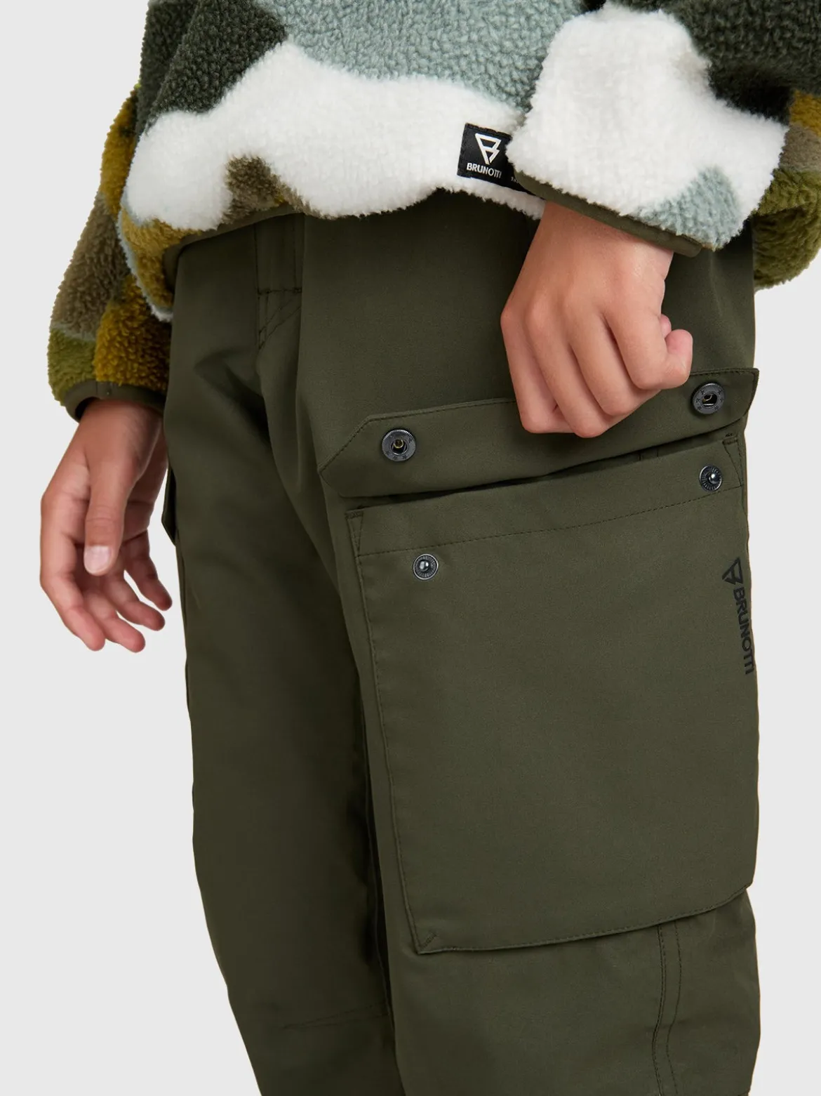 Footraily-Cargo Boys Snow Pants | Deep Green