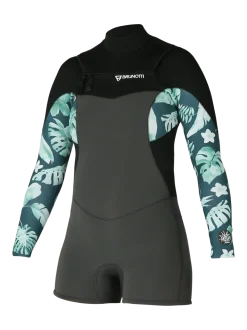 Glow Longarm Shorty 3/2mm Dames Wetsuit | Zwart + Groen