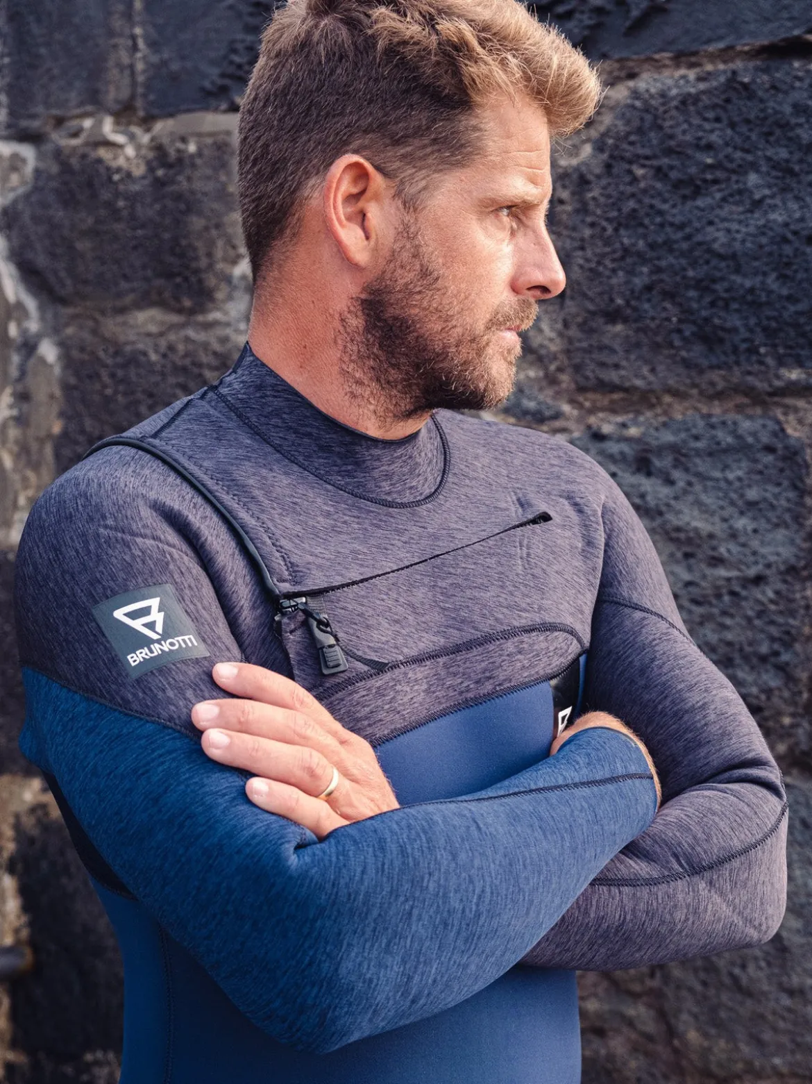Gravity Fullsuit 4/3 mm Heren Wetsuit | Blauw + Grijs