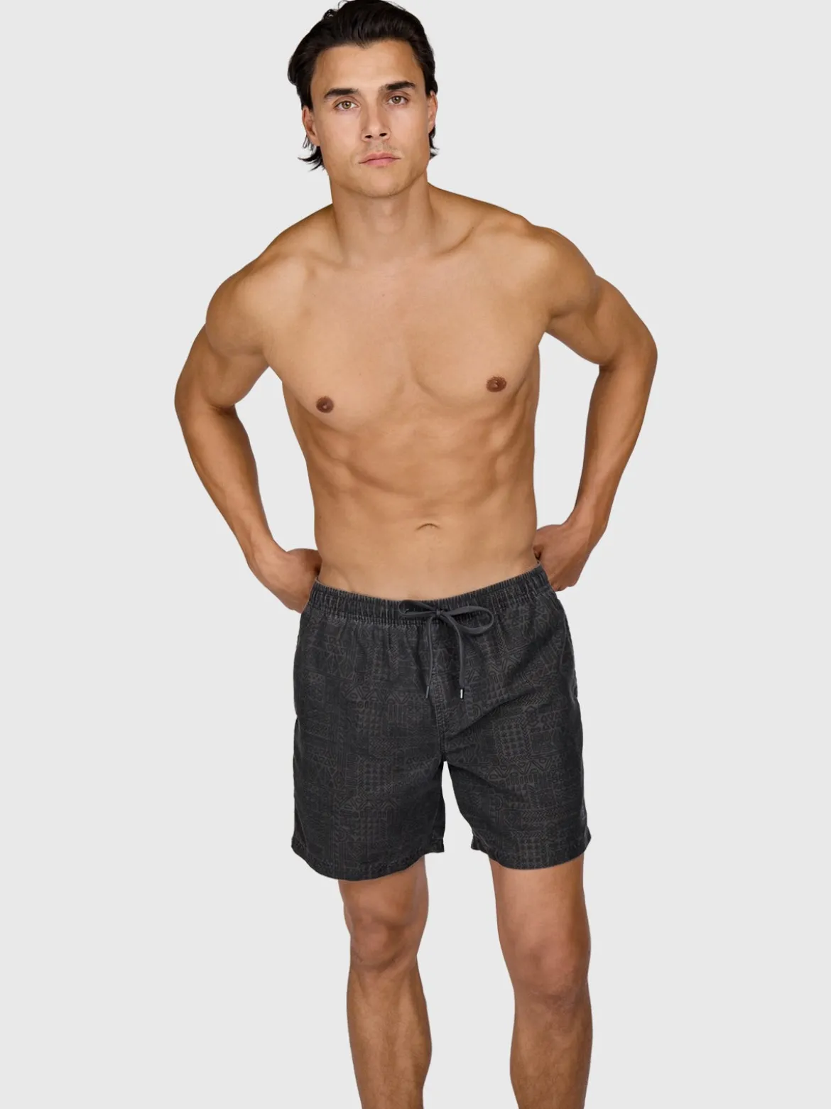 Helios-Print Heren Swim Shorts | Zwart