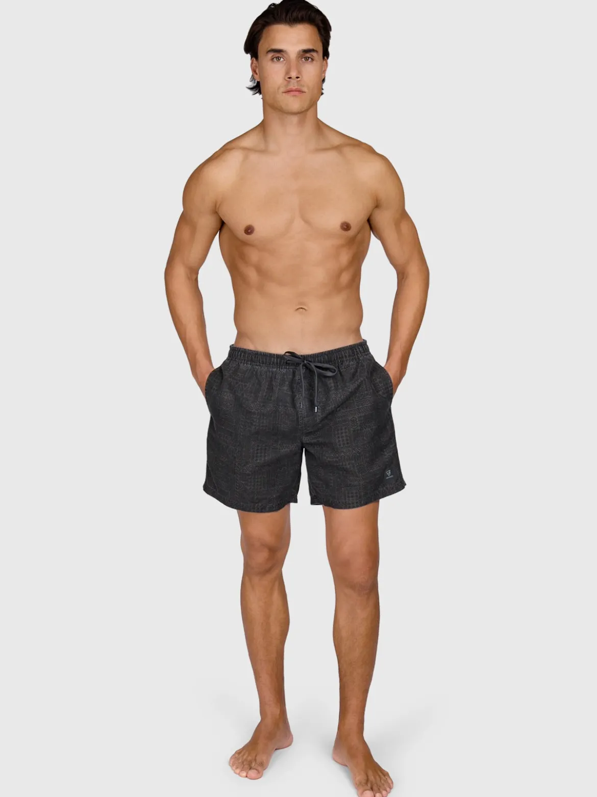 Helios-Print Heren Swim Shorts | Zwart