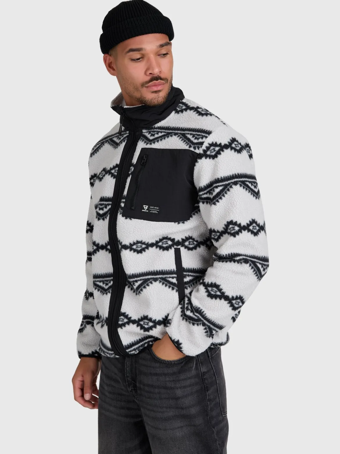 Kevio-Zip Men Urban Fleece | Soft Grey