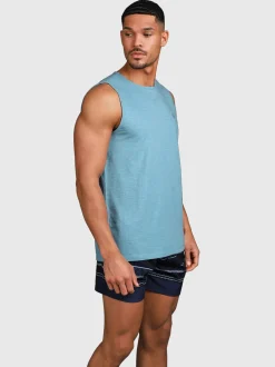 Malaku-Slub Heren Singlet | Adriatic Blue