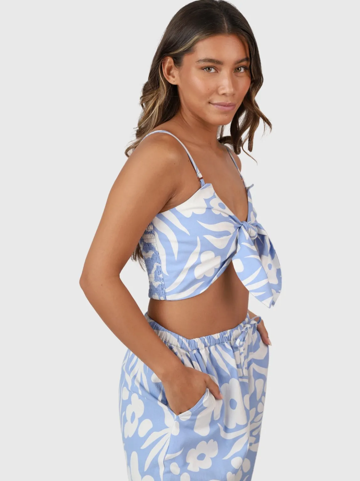 Nadine-Swirl Dames Top | Bluebell