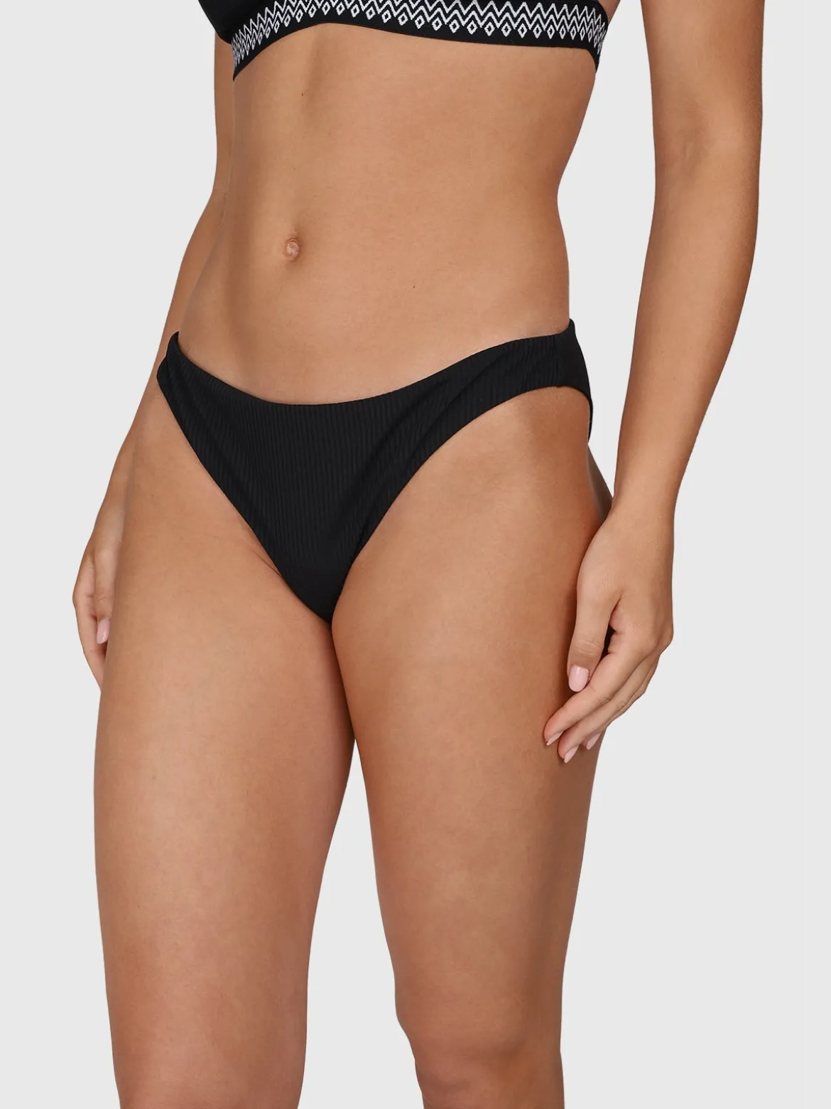 Nell-Rib Dames Bikini Broekje | Zwart