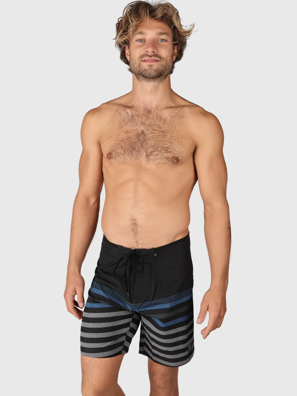 Paitor-Stripe Heren Boardshort | Zwart