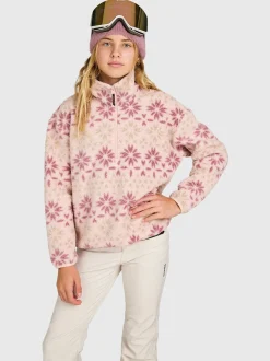 Rezany-Print Girls Snow Fleece | Sepia Rose