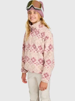 Rezany-Print Girls Snow Fleece | Sepia Rose