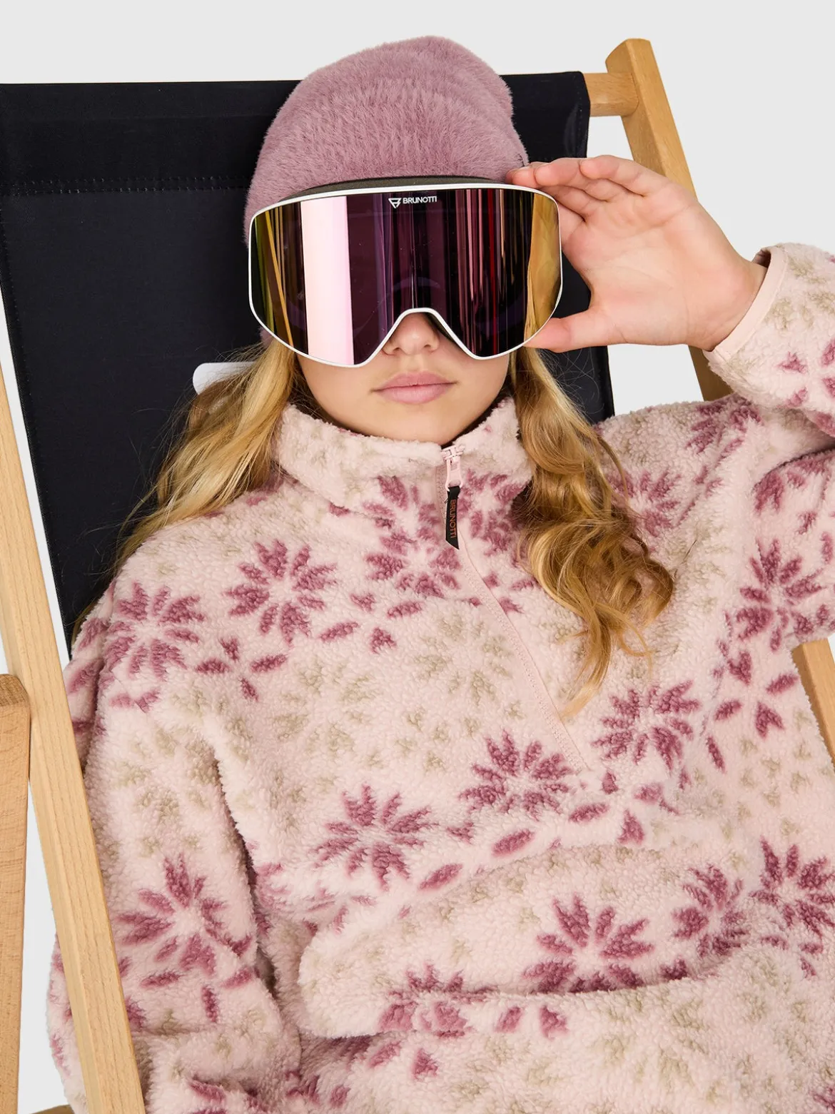Rezany-Print Girls Snow Fleece | Sepia Rose