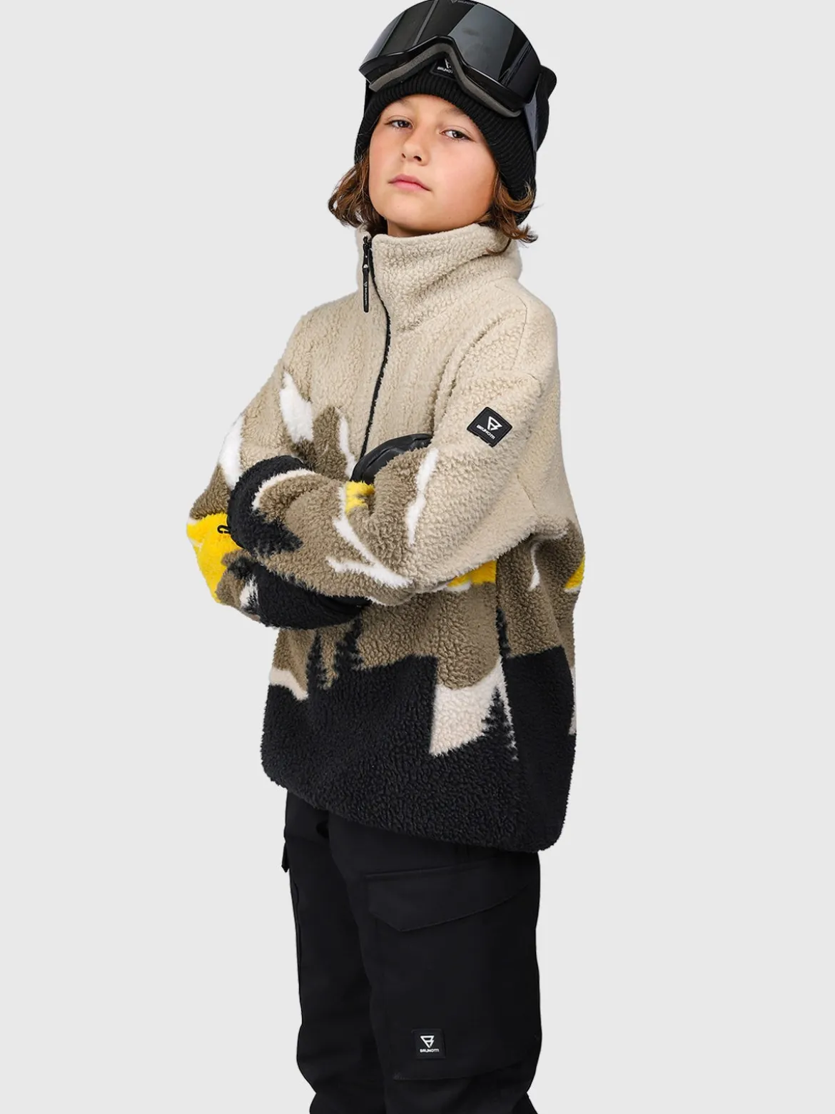 Rodrigy-Print Jongens Fleece | Zwart