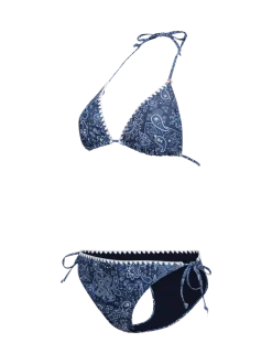 Rosy-Print Dames Bikini | Indigo Blue