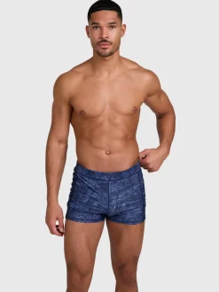 Samier-Print Heren Zwem Trunks | Indigo Blue