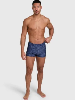 Samier-Print Heren Zwem Trunks | Indigo Blue