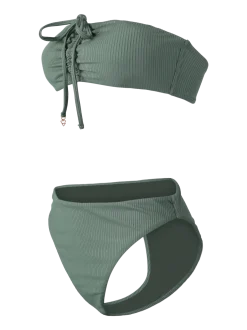 Selas-Rib Dames Bandeau Bikini Set | Juniper