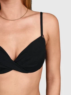 Stefana-Rib Dames Bikini Top | Zwart