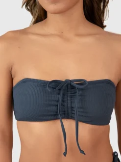 Suus-Rib Dames Bikini Bandeau Top | Indigo Blue