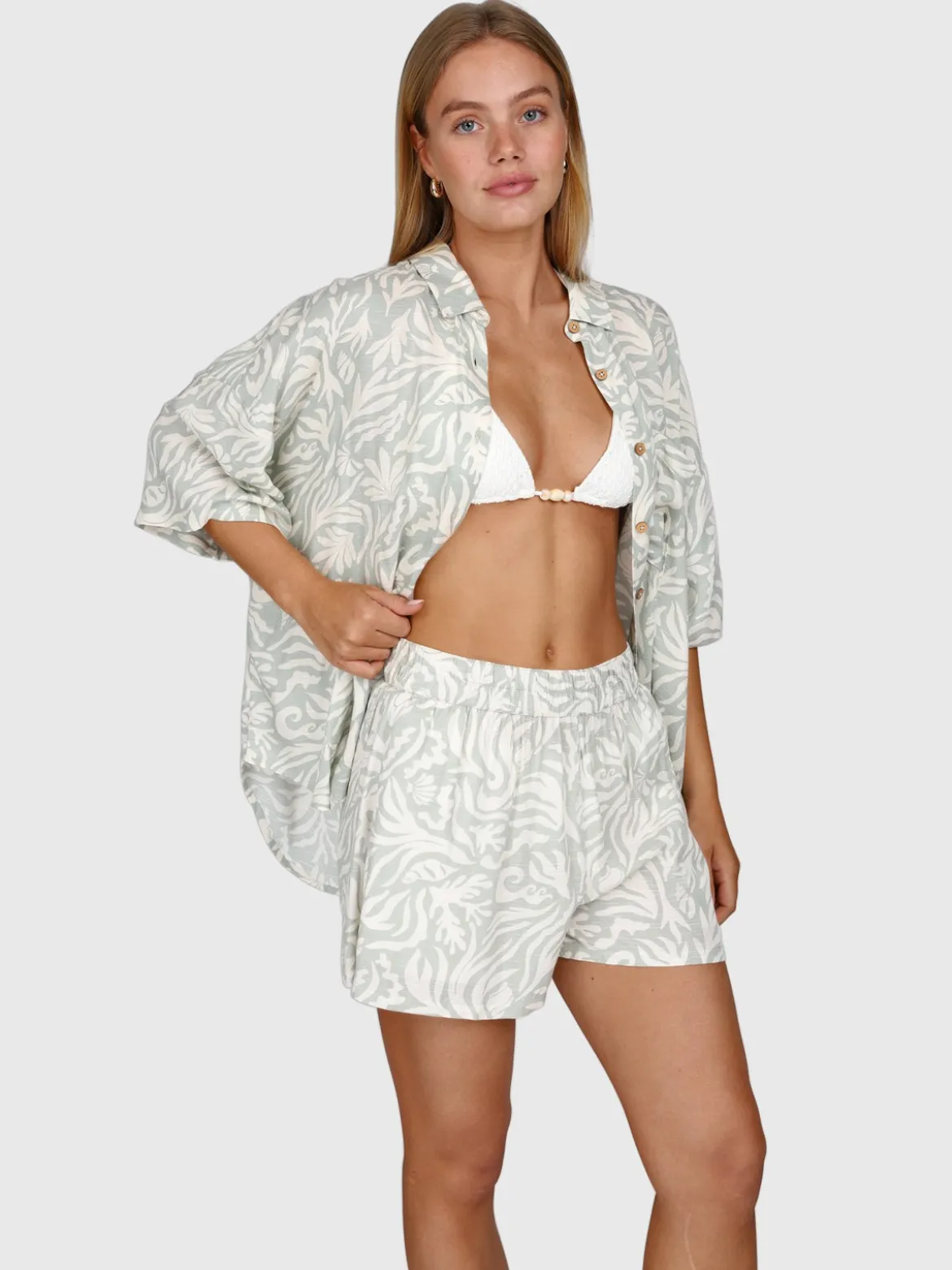 Teodhora Dames Shirt | Aqua Grey