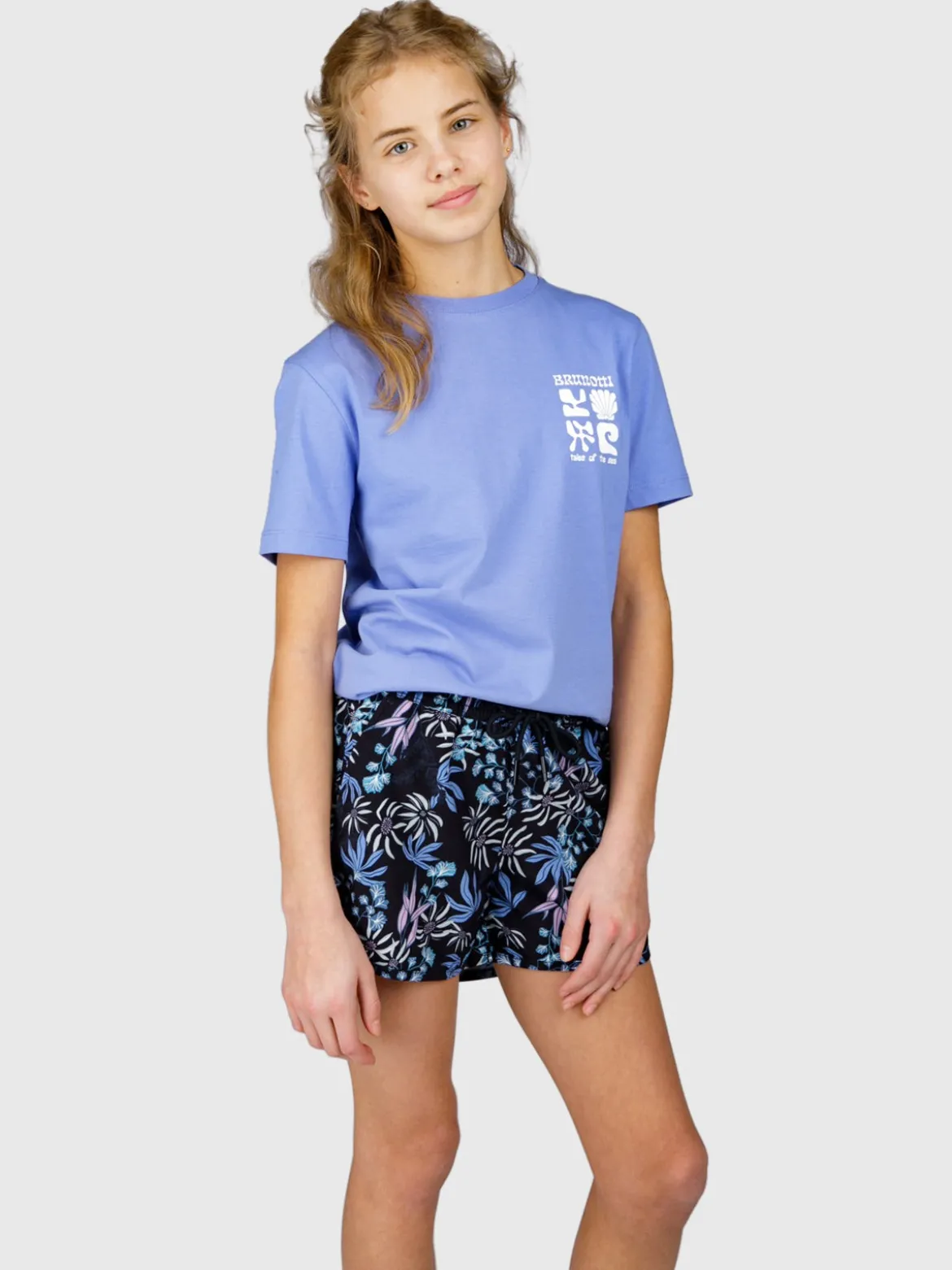 Tulya-Print Meiden Zwem Shorts | Zwart