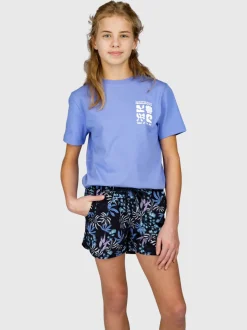 Tulya-Print Meiden Zwem Shorts | Zwart
