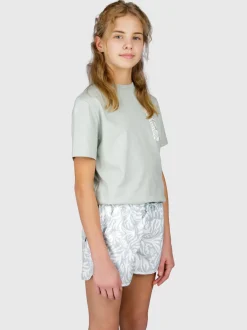 Tulya-Print Meiden Zwem Shorts | Aqua Grey