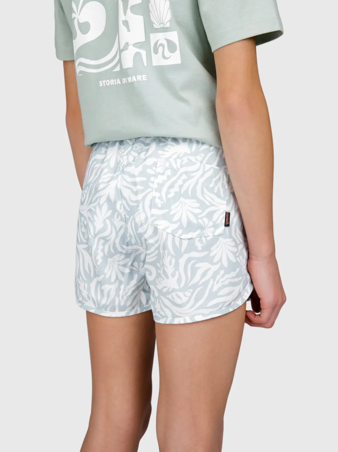 Tulya-Print Meiden Zwem Shorts | Aqua Grey