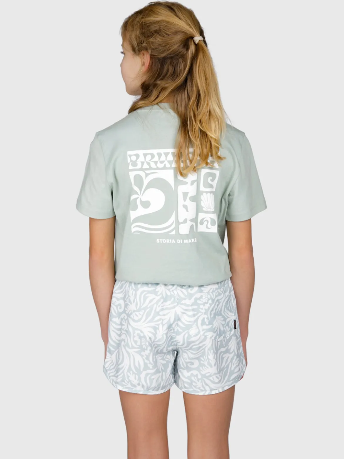 Tulya-Print Meiden Zwem Shorts | Aqua Grey
